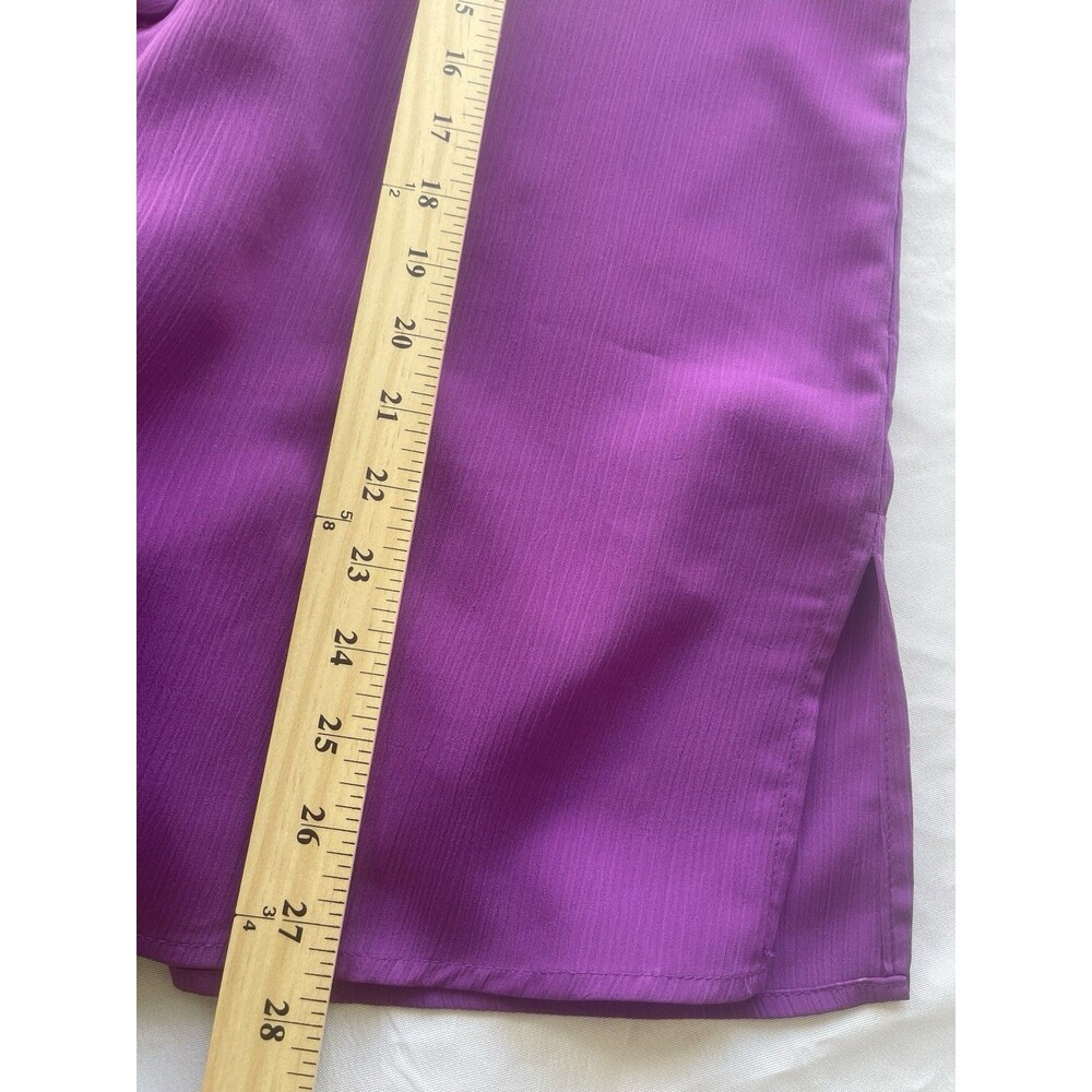 Maggie Sweet Womens 1X Purple 3/4 Sleeve Button Front Blouse Plus Size USA - Picture 5 of 12